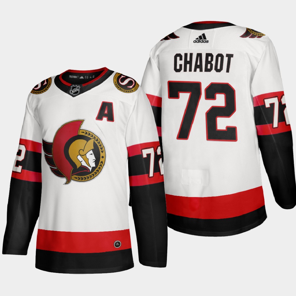 Ottawa Senators 72 Thomas Chabot Men Adidas 2020 Authentic Player Away Stitched NHL Jersey White